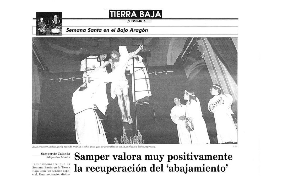 Así recogió el regreso La COMARCA en su número del 9 de abril de 1999 en palabras de Alejandro Abadía. Hubo, además, un homenaje a los primeros alabarderos que participaron.