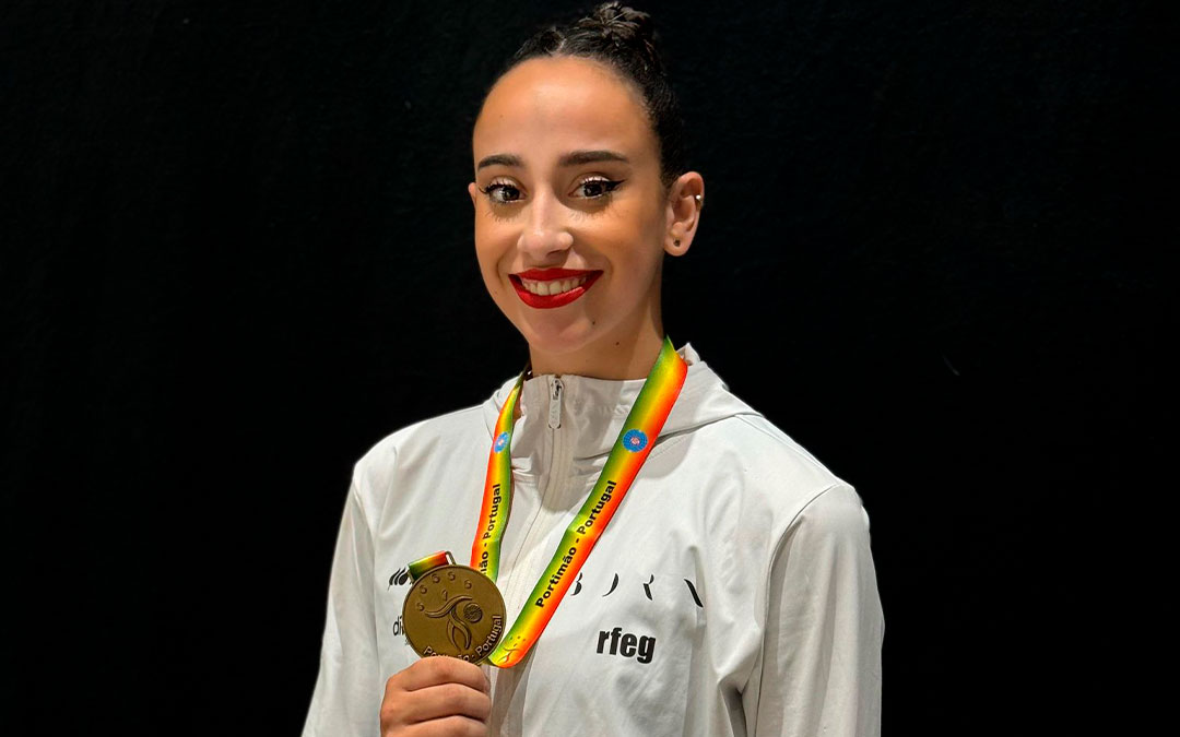 Alba Bautista, este fin de semana, en la Copa de España de rítmica en Bakú. / RFEG
