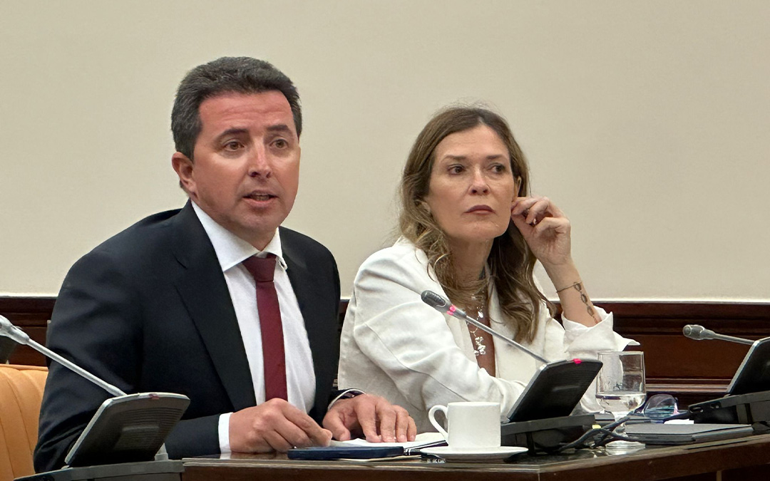 El diputado por el PP en el Congreso y alcalde de Calanda, Alberto Herrero, en la Comisión de Transportes este martes 28 de mayo de 2024./ PP