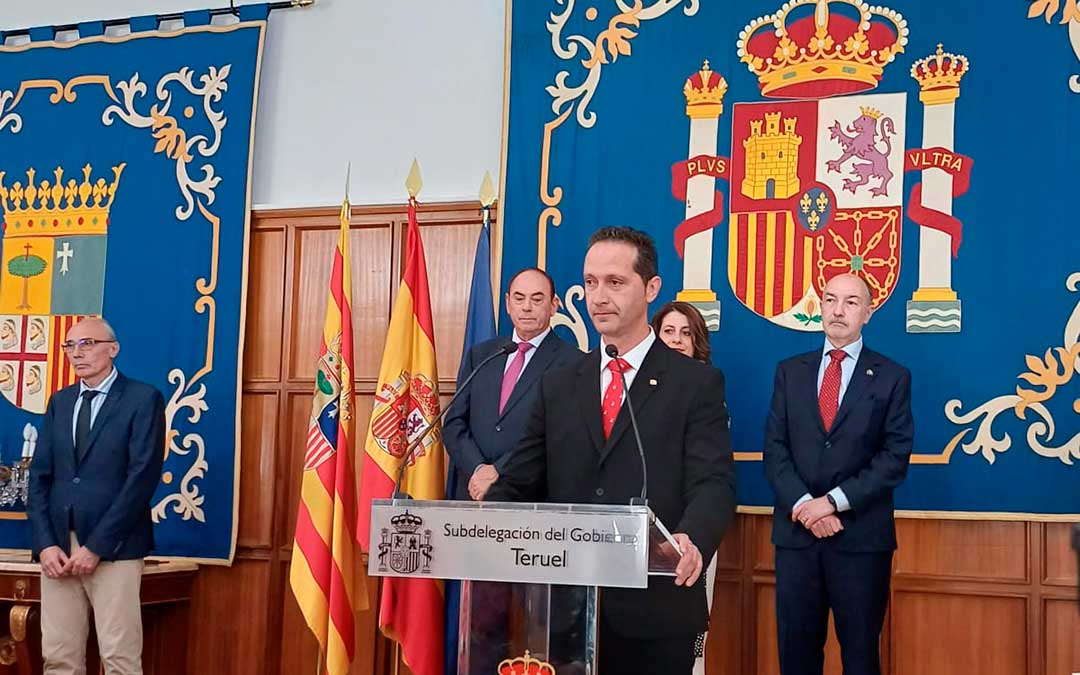 Enrique Gómez durante la toma de posesión del cargo este miércoles en Teruel./Delegación del Gobierno en Aragón