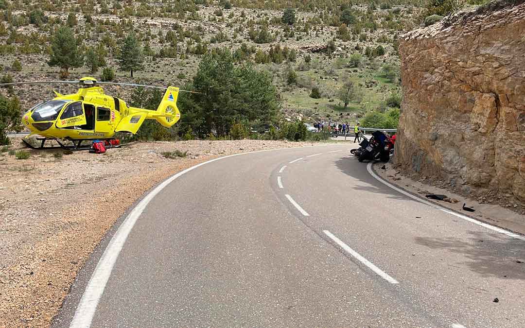 Siniestro vial este viernes en la carretera de Cañada de Benatanduz./Guardia Civil