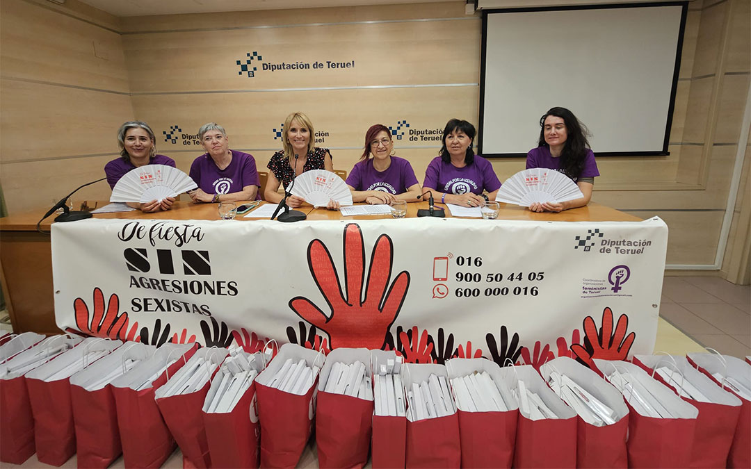 La diputada Beatriz Redón ha presentado la campaña en la DPT junto a varias representantes de la Coordinadora de Organizaciones Feministas de Teruel./ DPT