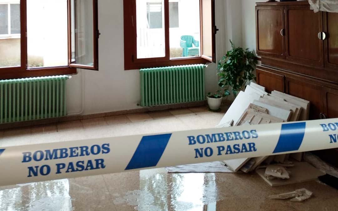 Inundaciones en la residencia de Utrillas que está en obras./DPT