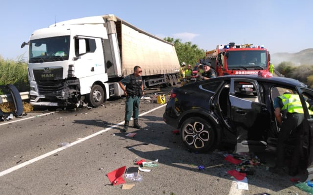 Accidente en la N-232 en Quinto donde falleció un joven de Alcañiz el jueves por la tarde./ Diputación de Zaragoza