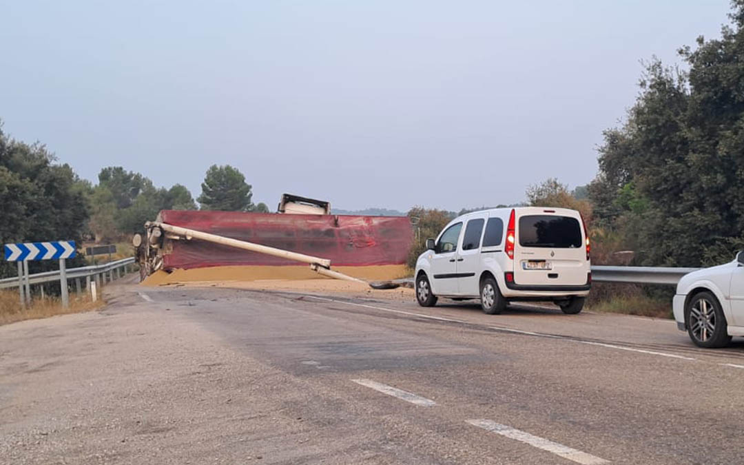 El vuelco de un camión ha cortado los dos carriles de la A-231./ L.C.