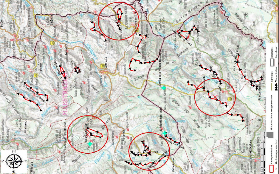 Mapa con los puntos en los que se realizará la toma de imágenes y vídeos./ DGA