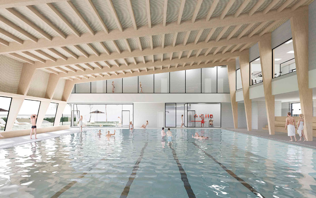 Propuesta de la piscina climatizada recogida en el anteproyecto./ Ayto. Caspe