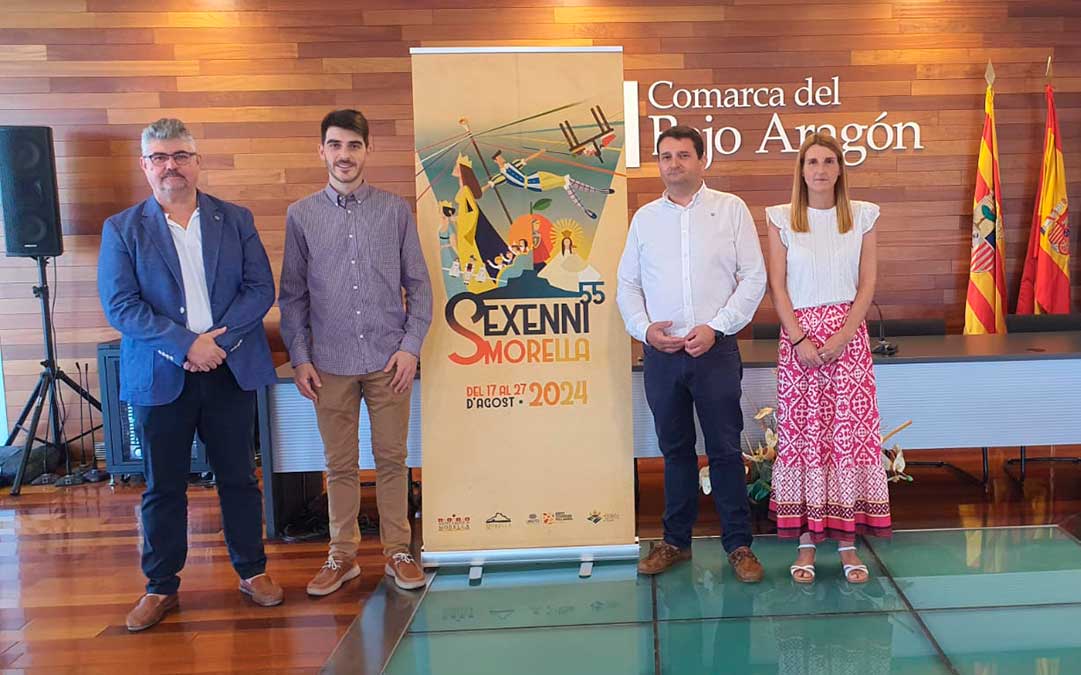 Rueda de prensa de presentación de la 55 edición del Sexenni de Morella en la sede de la Comarca del Bajo Aragón. /Claudio Ríos