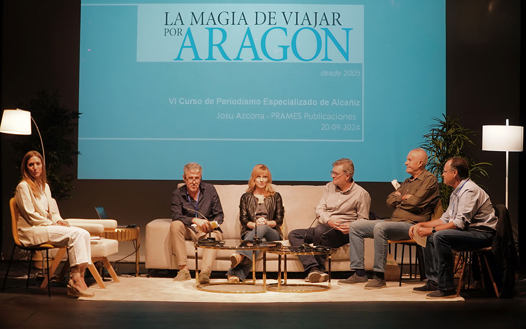 Raquel Jiménez, Josu Azcona, Lourdes Funes, los hermanos Pablo y José Ignacio Perruca, y Eduardo Viñuales. / La COMARCA