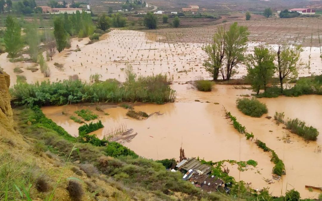 Inundaciones tras las últimas tormentas en Ariño./ Ariño Turismo.