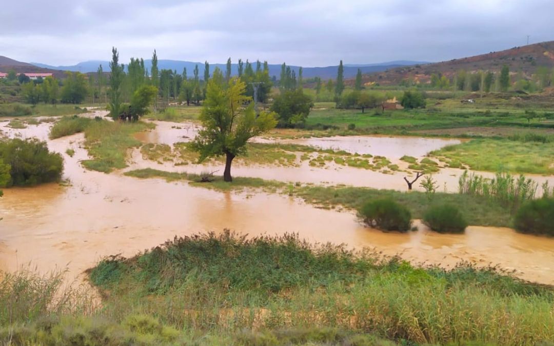 Inundaciones tras las últimas tormentas en Ariño./ Ariño Turismo.