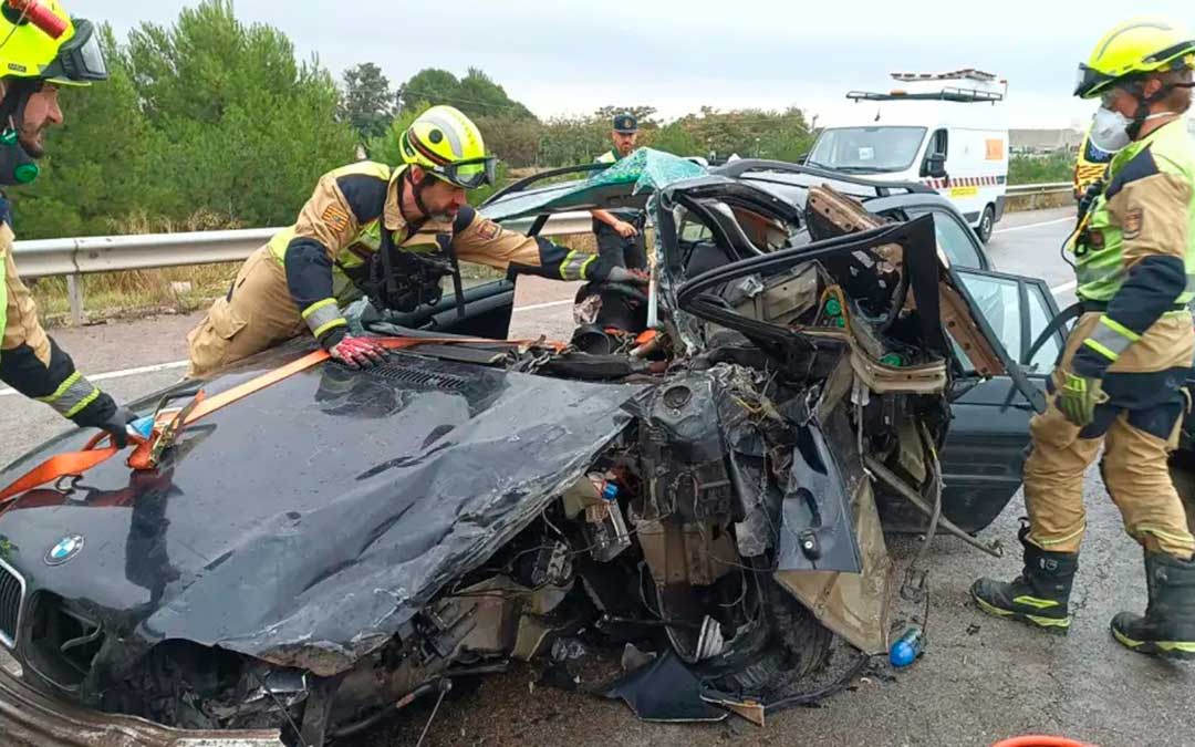 Choque frontal ocurrido en la carretera N-232 en El Burgo de Ebro./ DPZ