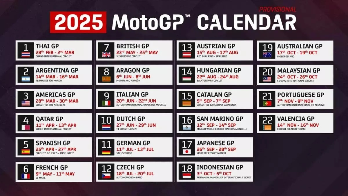 Calendario MotoGP Temporada 2025./ Motorland