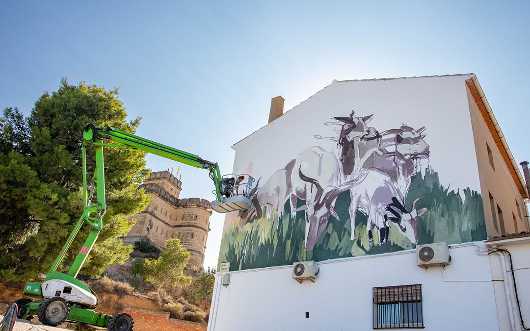 Obra que hace referencia a la tradición ganadera de Caspe./ Pilar Cortes Fotos Cliche