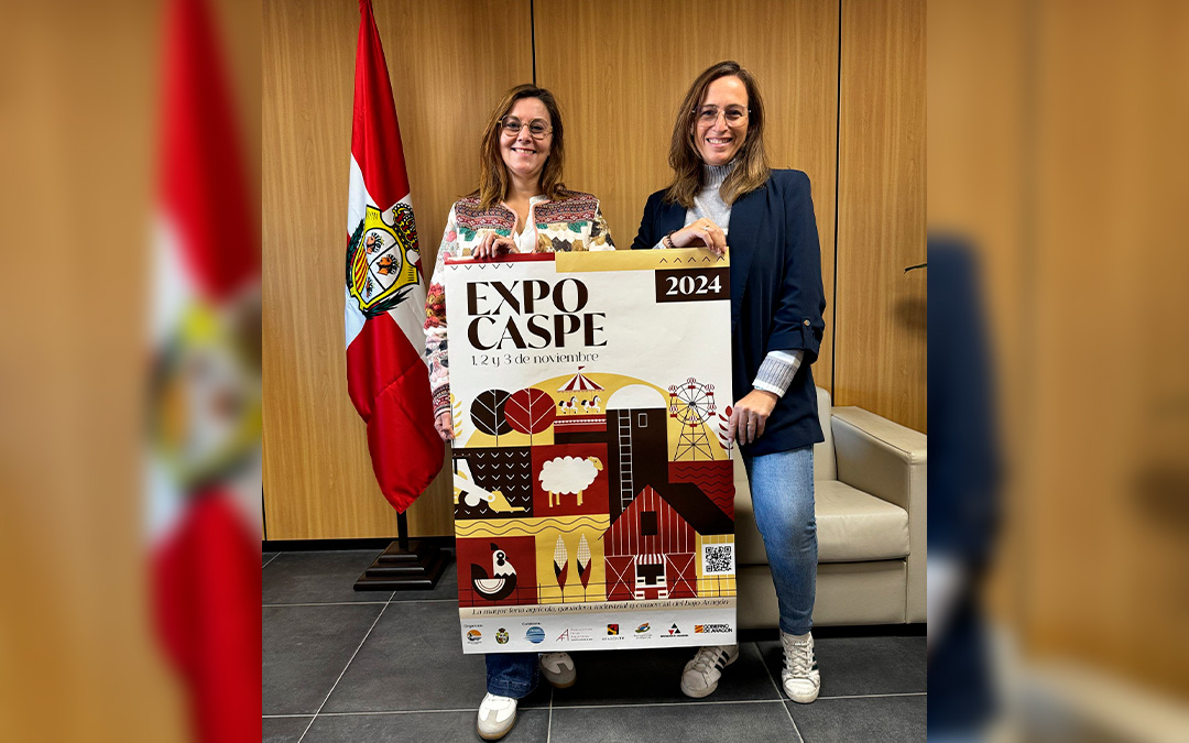 La alcaldesa, Ana Jarque, junto con la concejal de Ferias, Susana Garrido./ Ayto. Caspe
