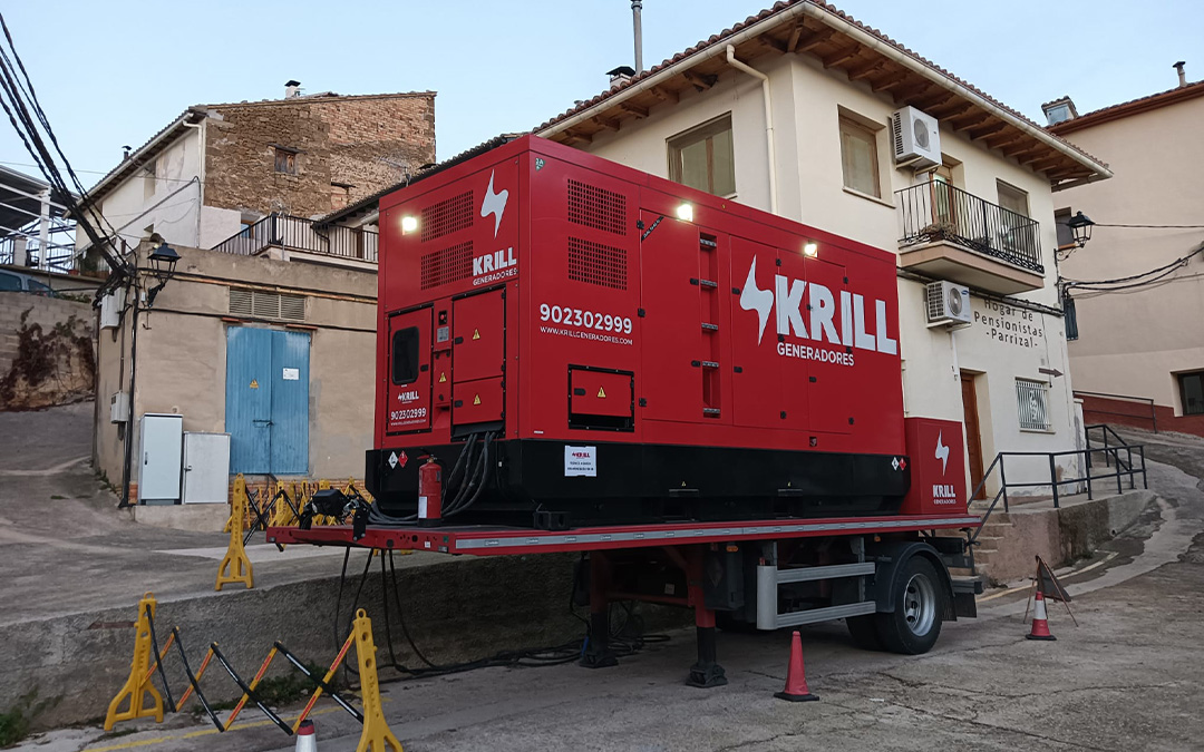 Generador provisional instalado en Beceite./ J.L.