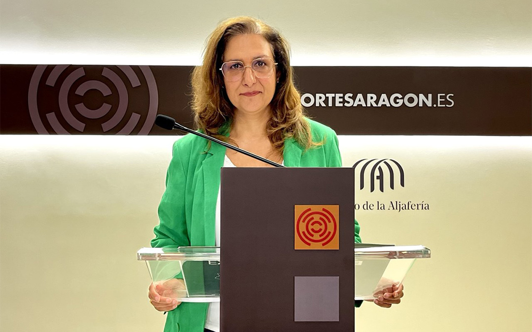 La diputada de Aragón-Teruel Existe, Pilar Buj, compareció este miércoles para denunciar las "graves carencias" que presenta el decreto ley para regular las ayudas directas para la sequía./ Aragón-Teruel Existe