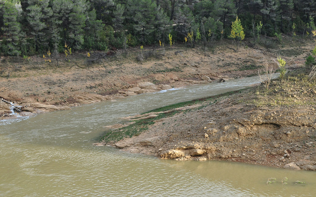 El río Pena continuaba aportando un importante caudal al embalse./ J.L.