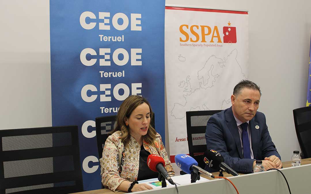 Presentación este martes del informe 'Miradas jóvenes hacia Teruel'./ CEOE Teruel.
