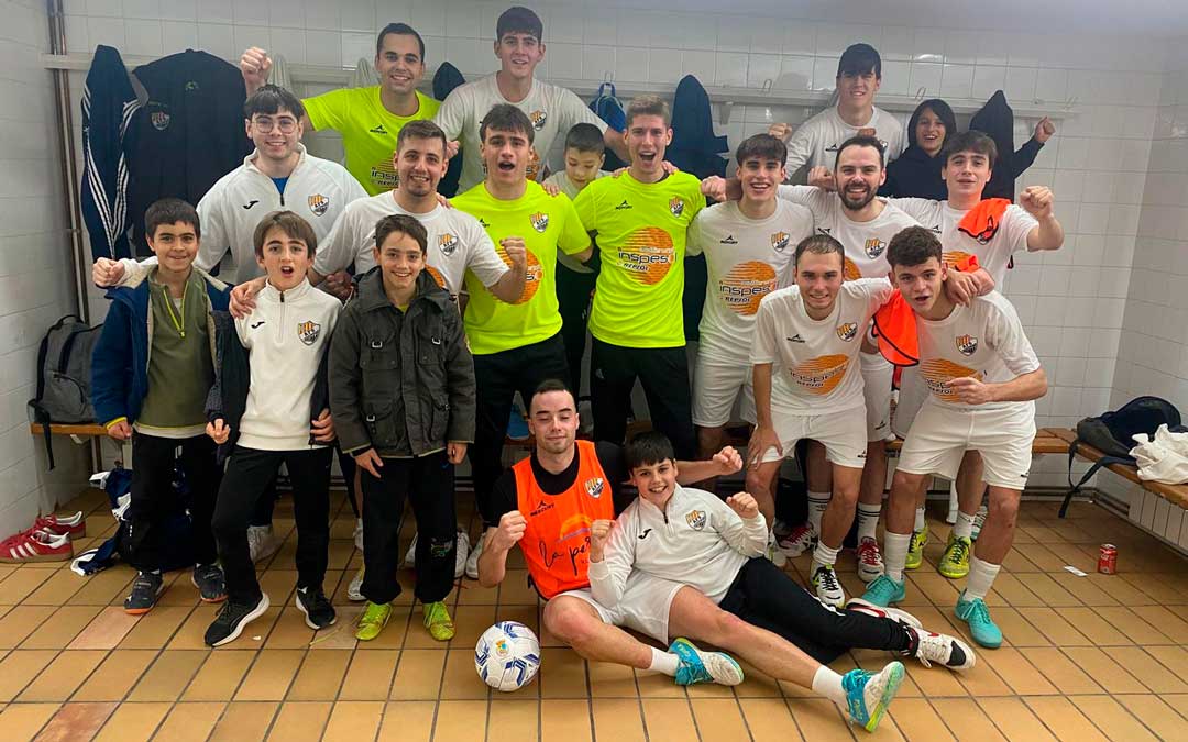 El Alcañiz F.S. celebrando la victoria en casa./ Alcañiz F.S.