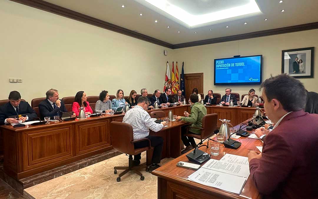 Instante del pleno de la Diputación de Teruel, celebrado este lunes./ DPT.