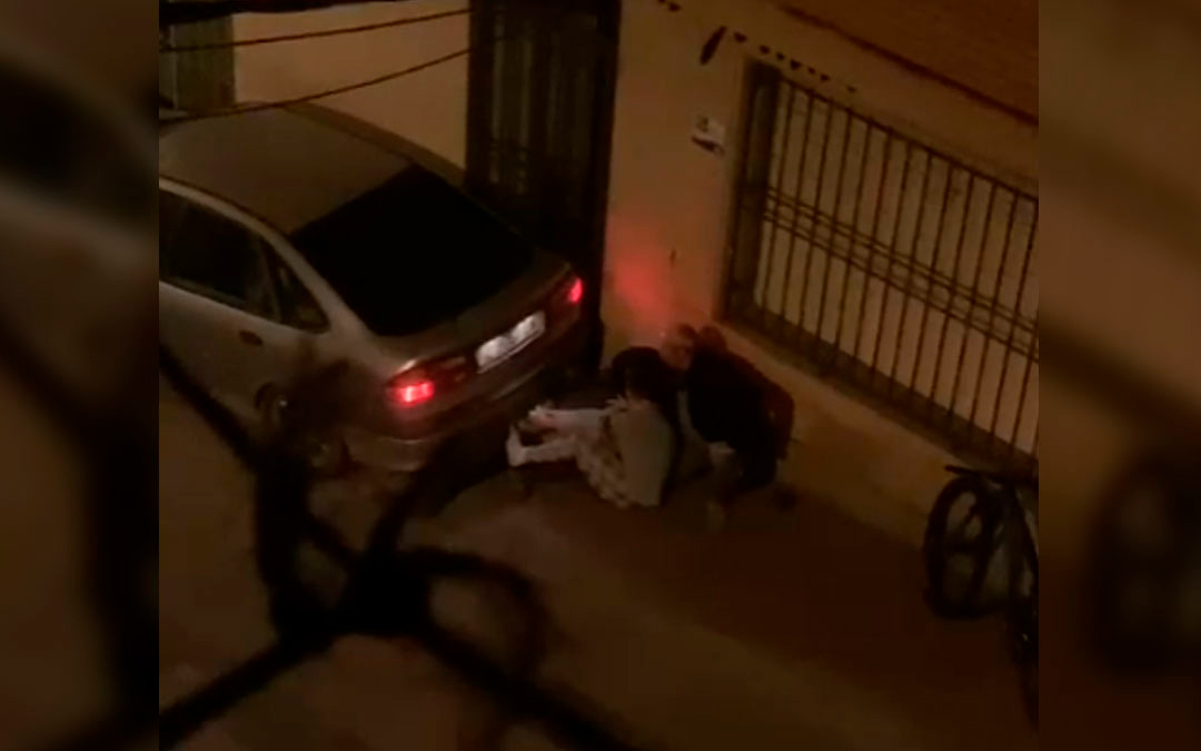 Imagen del vídeo que muestra a la familia de la carnicera Pilar Jordán inmovilizando al ladrón./ L.C.