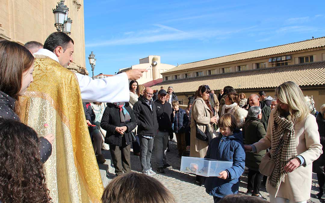 Bendiciones en la puerta de Santa María por San Antón. También hubo tortugas. / B. Severino