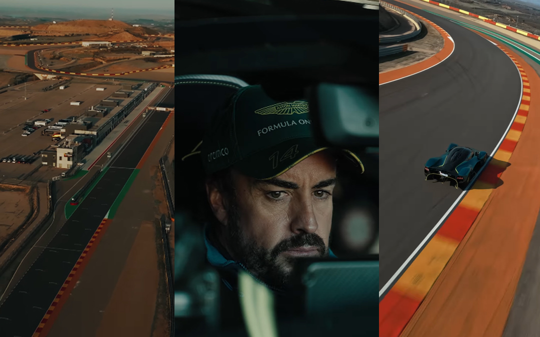 Imágenes del spot de Fernando Alonso con su escudería Aston Martin en Motorland./ L.C.