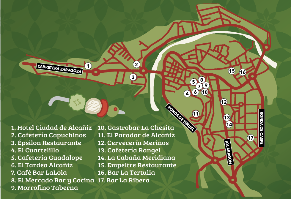 Mapa de tapas por Alcañiz 2025./ L.C.