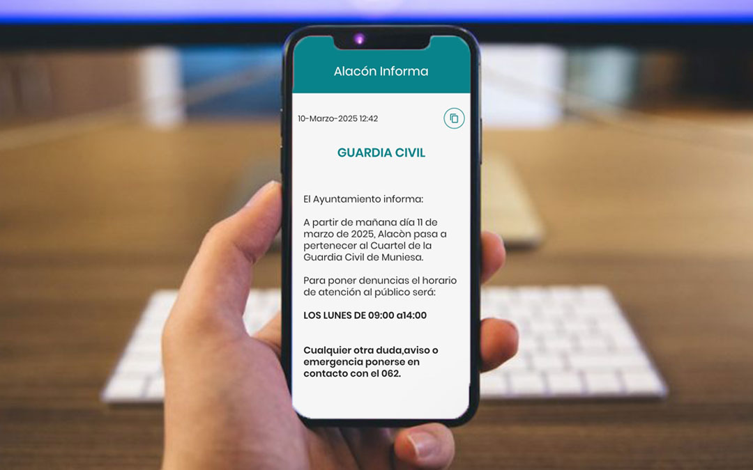 Aviso en la app de bandos que ha realizado el Ayuntamiento de Alacón / La COMARCA