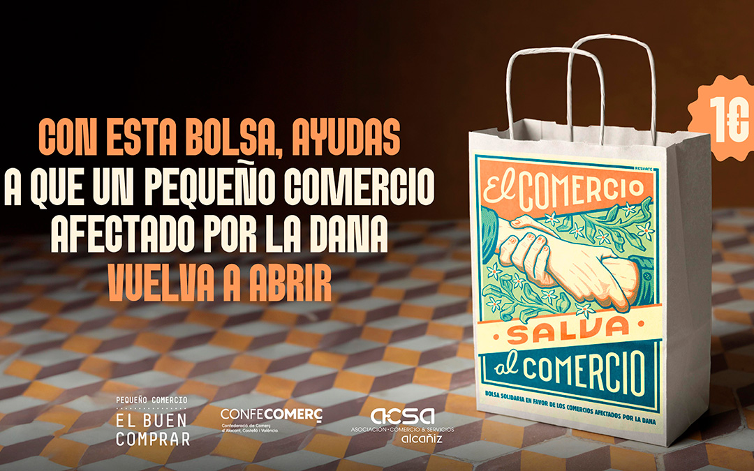 Bolsas con el lema "el comercio salva al comercio" que los establecimientos de toda España pueden adquirir / ACSA