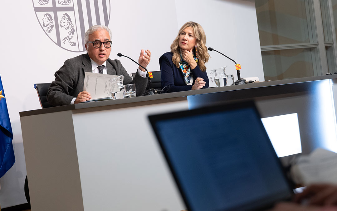 Rueda de prensa posterior al Consejo de Gobierno de la DGA este miércoles ./DGA