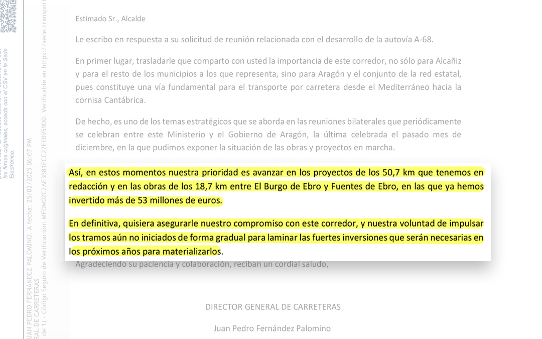 Imagen de la carta remitida a los alcaldes por parte del Mitma./ L.C.