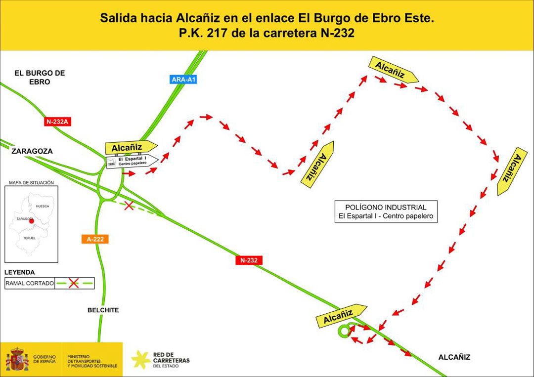 Mapa con el recorrido alternativo que se ha habilitado debido a las obras./ MITMA