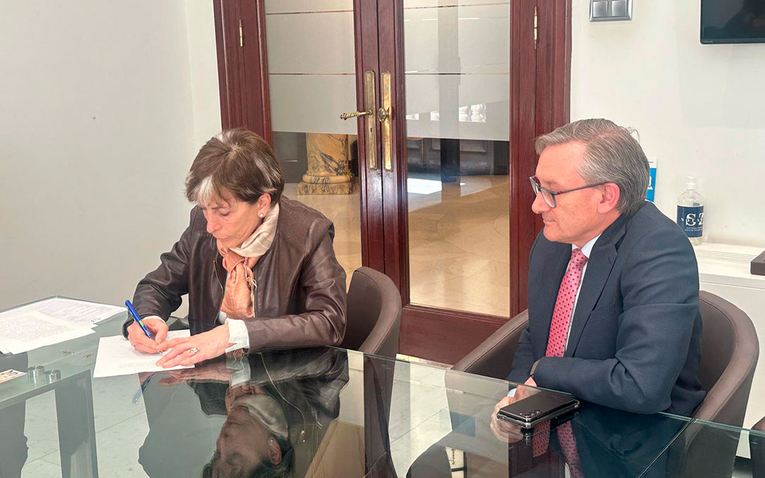 Firma de donación entre la DPT y la Fundación Germán López y Marián Sanz. / DPT