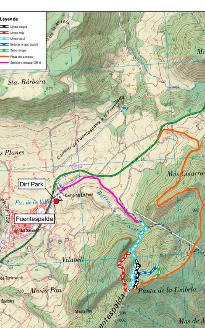 Mapa de los trazados y accesos / C. Matarraña