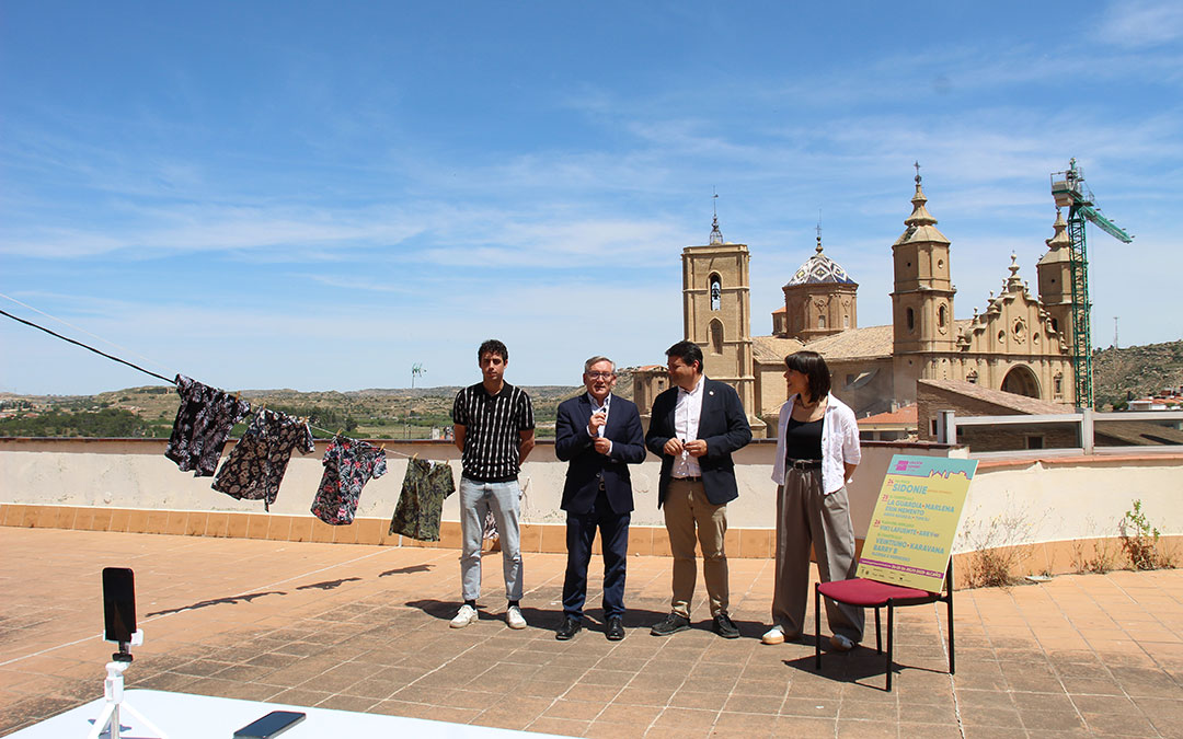 Luis Costa, Joaquín Juste, Miguel Ángel Estevan y Marta Alquézar, dando los detalles del Festival Aragón Sonoro 2025 desde el Cuartelillo. / B. Severino