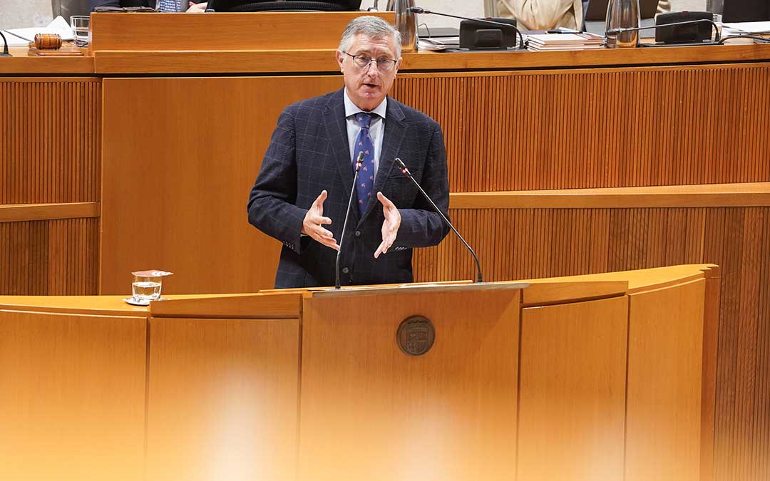 El consejero de Turismo, Manuel Blasco, este viernes en las Cortes de Aragón./ DGA.