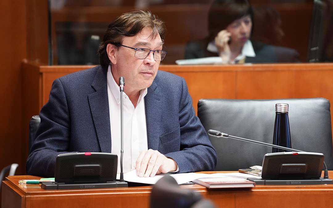 El portavoz de Aragón-Teruel Existe durante la comisión de Fomento de este martes./ T.E.