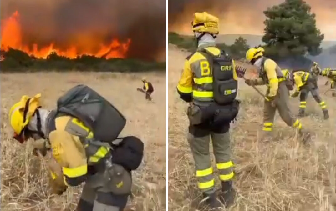 Brigada de Daroca en el incendio de Berge./ @AT_Brif
