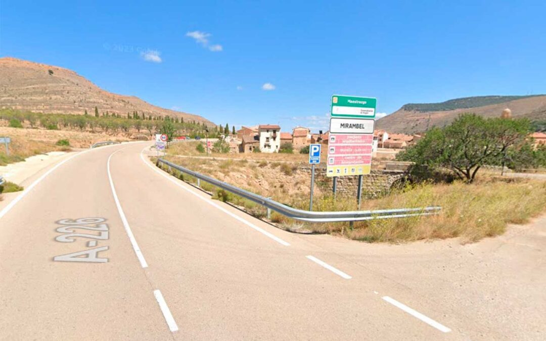 La A-226 a su paso por Mirambel./ Google Maps.