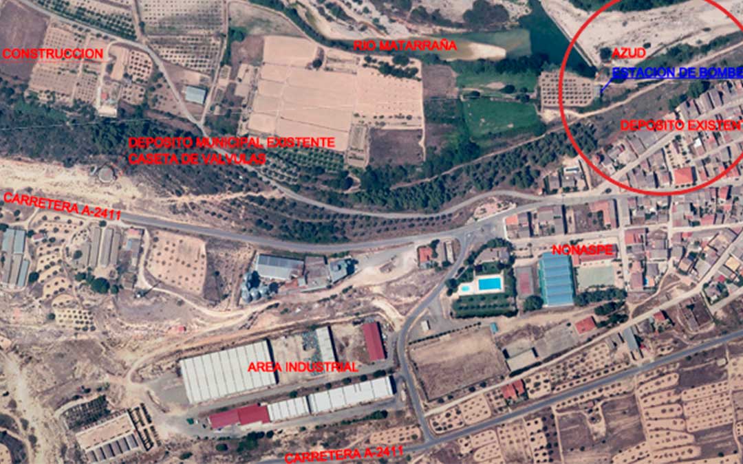 Plano de la estación de captación y bombeo del agua en Nonaspe./ L.C.