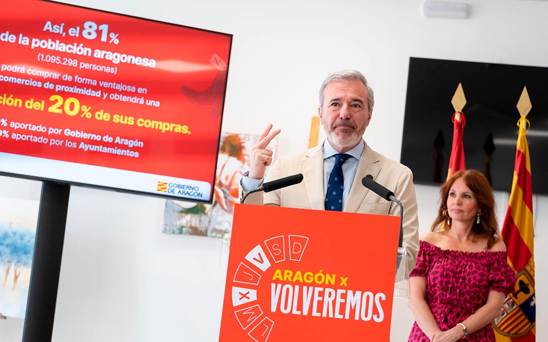 Jorge Azcón durante la presentación de la campaña Volveremos 2025./ DGA