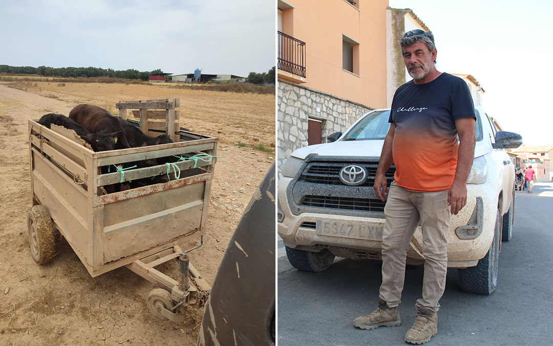 Rubén Izquierdo ha perdido su granja días después seguía buscando y rescatando terneros por el cauce. / B. Severino