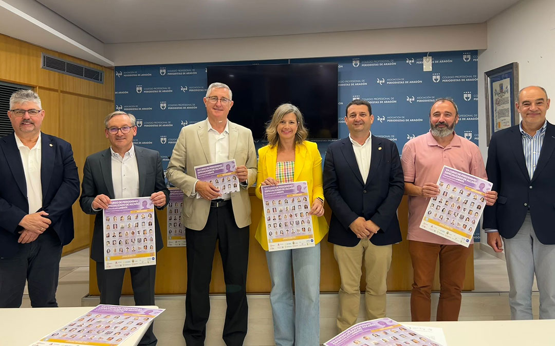 Presentación del Curso de Periodismo 2025 con José Miguel Celma, Joaquín Juste, Manuel Blasco, Eva Defior, Miguel Ángel Estevan, Santiago Boira y Santiago Ligros. / La COMARCA