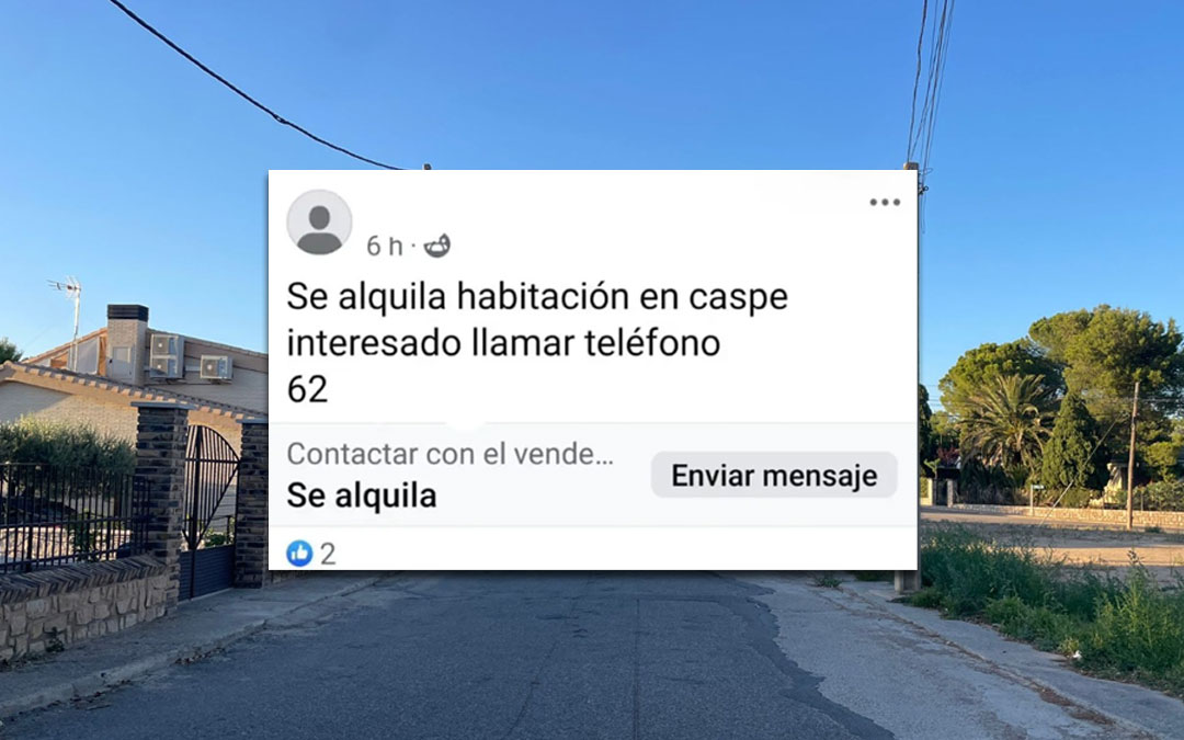 Un mensaje en Facebook alertó a la familia de que se estaban subarrendando habitaciones. De fondo, una imagen del barrio de Pescadores en Caspe/ L.C.