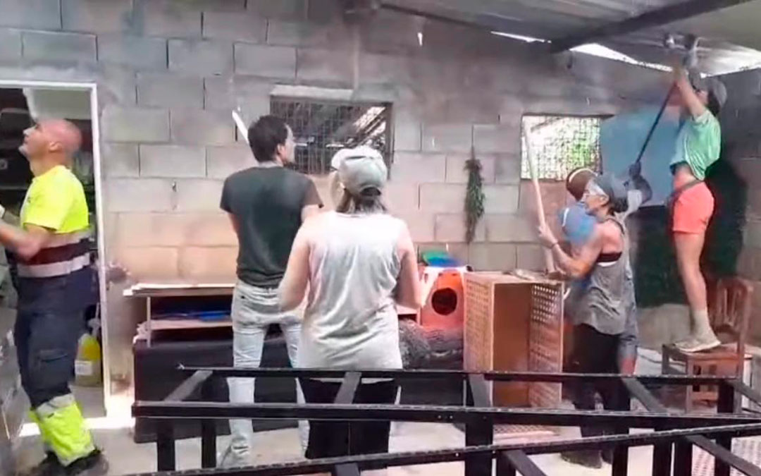 Los voluntarios han colocado una chapa provisional./ APAP