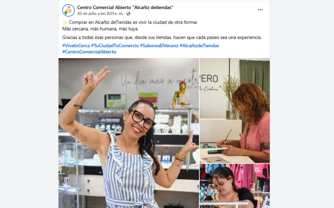 Publicación en Facebook para poner en valor el comercio local / Alcañiz de Tiendas