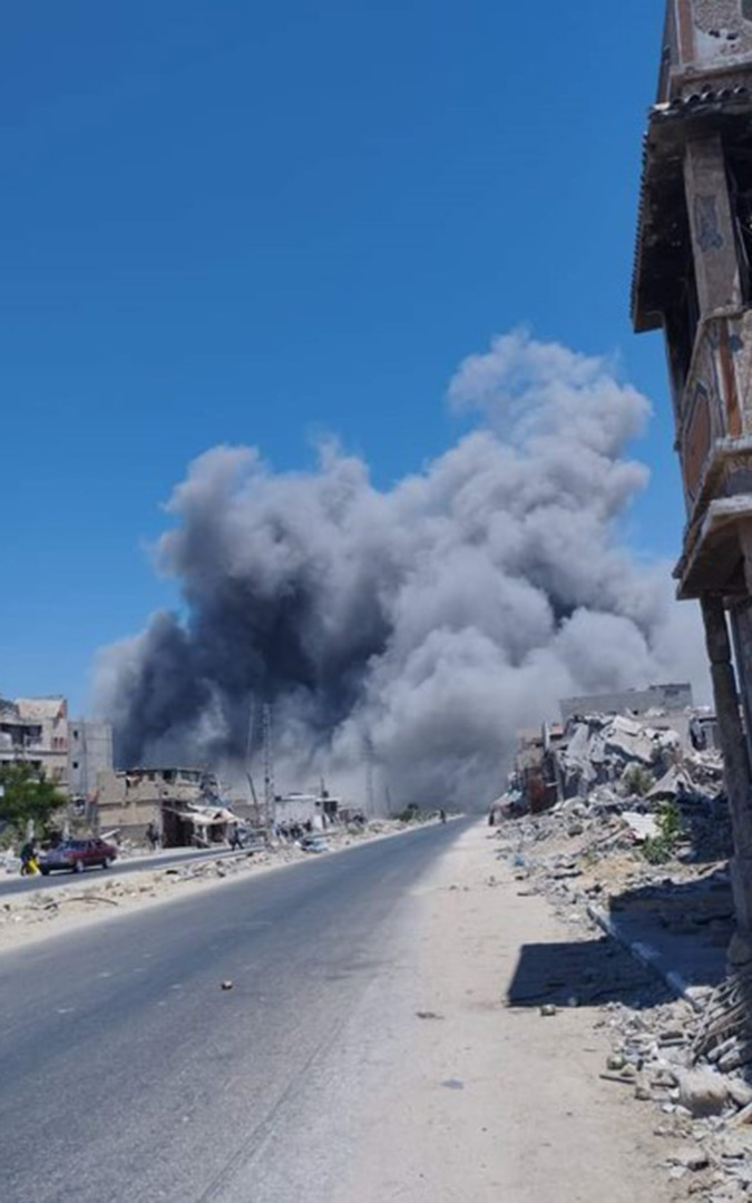 El barrio entre bombas en Gaza. / Archivo familiar
