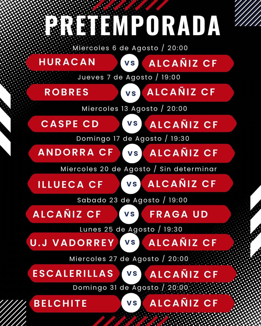 Imagen de los 8 partidos que tiene por delante el Alcañiz C.F./alcanizclubfutbol